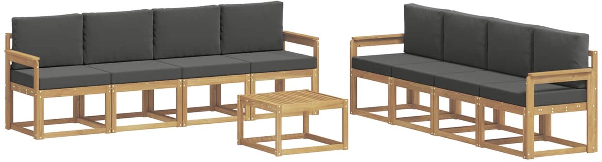 vidaXL Buiten - bank - set - 9 - st - 8-zits - Wit - en - antracietkleurig Wit en antracietkleurig