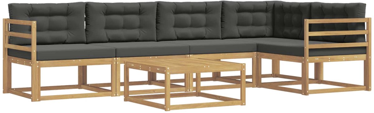 vidaXL Buiten - bank - set - 6 - st - 5-zits - Wit - en - antracietkleurig - Polyester Wit en antracietkleurig