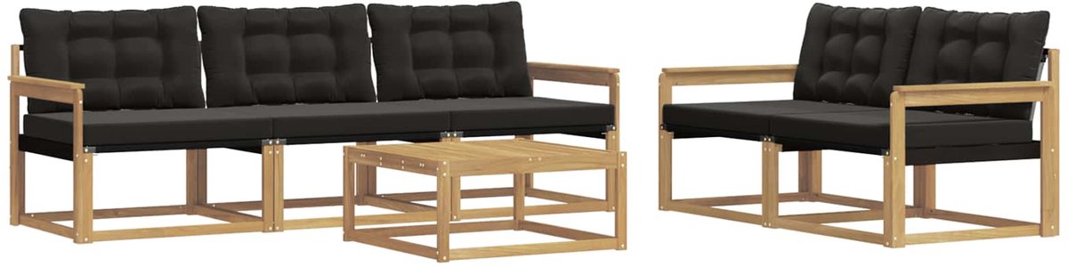 vidaXL Buiten - bank - set - 6 - st - Wit - en - zwart Wit en zwart