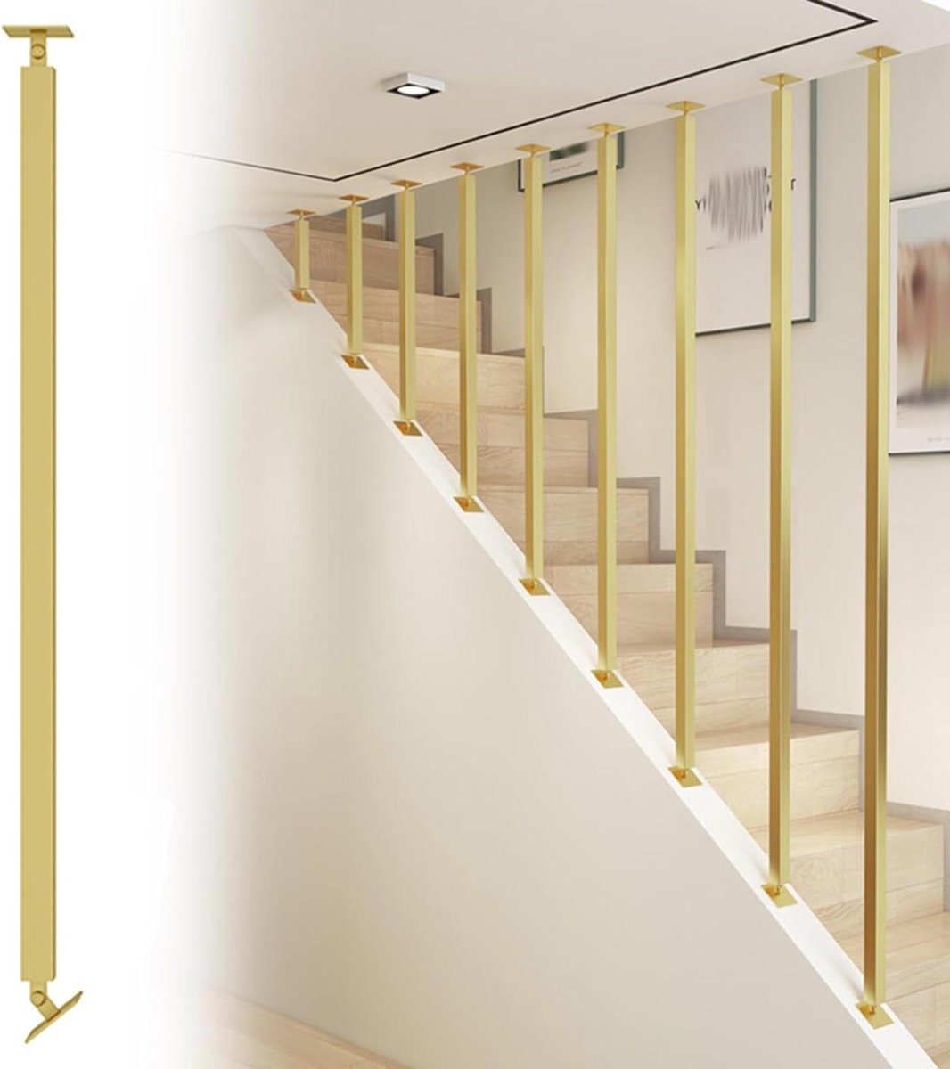 Vierkante Leuningpaal - Baluster Metaal - Trappen Beveiligen - Verstelbaar Plat Schuin - 3x3 cm - Zwart