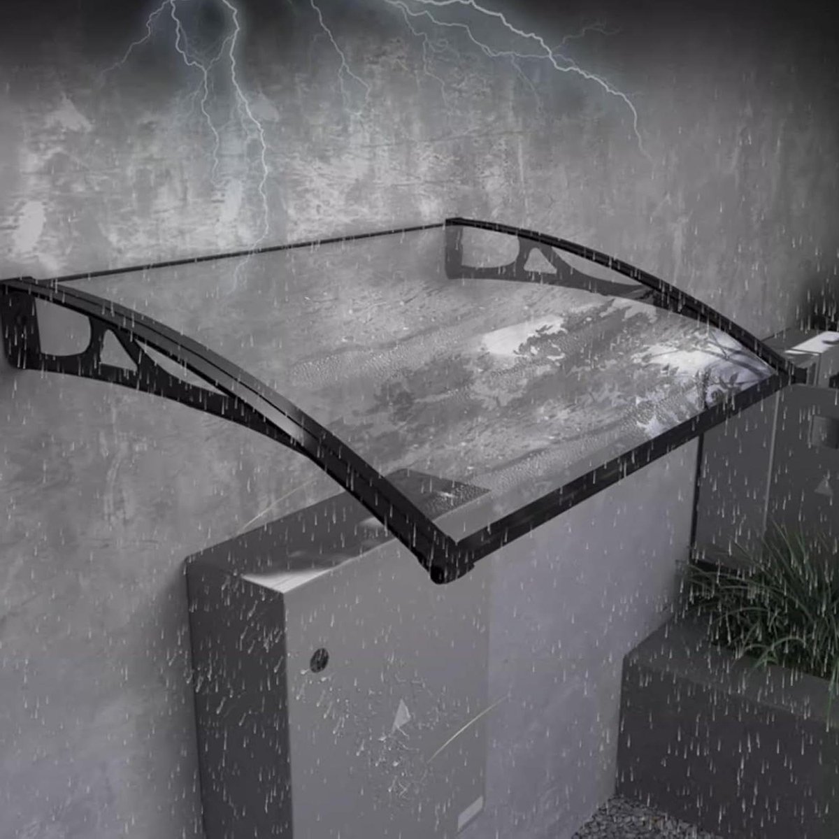 Deurluifel - Regenkap Raam - Buitenbescherming - UV-bestendig Polycarbonaat - 60 x 70 cm - Transparant