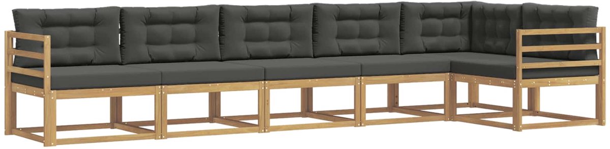 vidaXL Buiten - bank - set - 4 - st - 6-zits - Wit - en - antracietkleurig - Polyester Wit en antracietkleurig