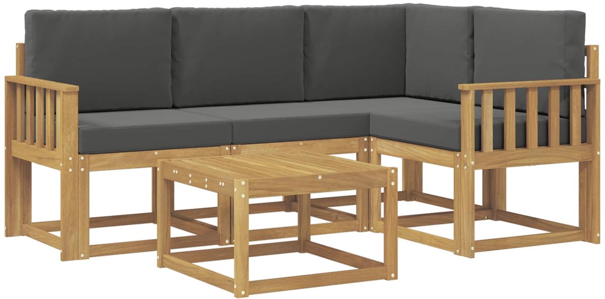 vidaXL Buiten - bank - set - 5 - st - 4-zits - Wit - en - antracietkleurig Wit en antracietkleurig
