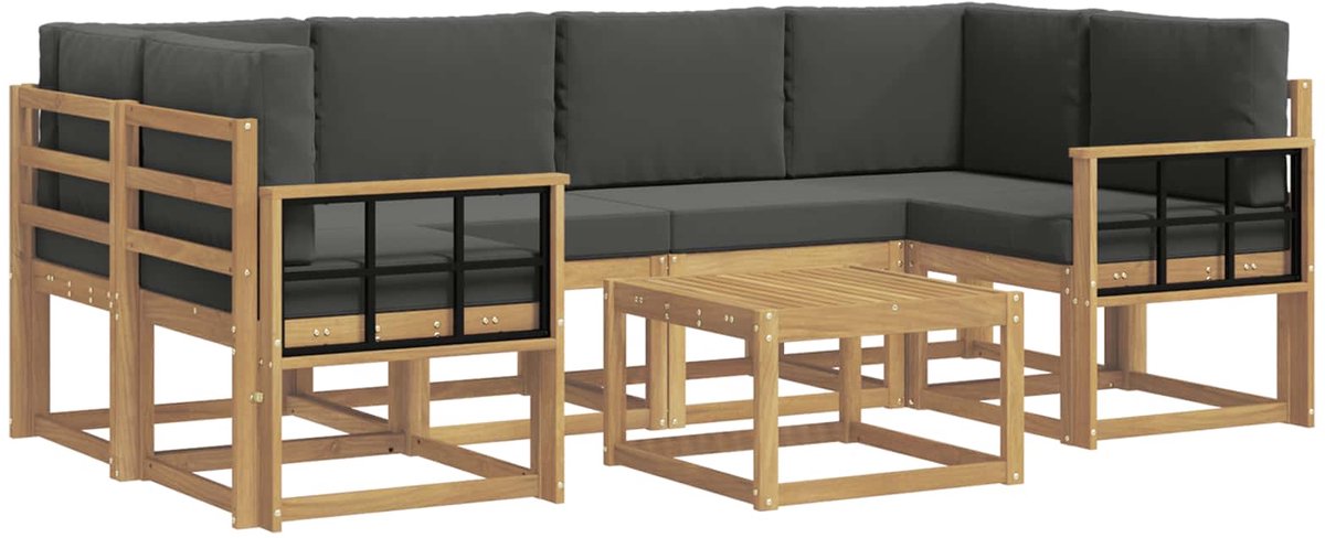 vidaXL Buiten - bank - set - 7 - st - 6-zits - Wit - en - antracietkleurig Wit en antracietkleurig