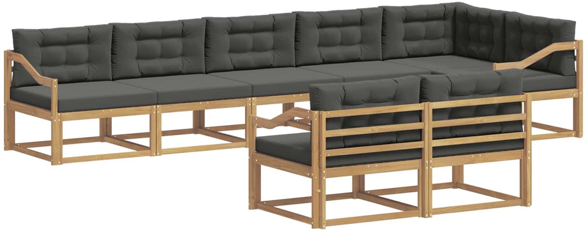 vidaXL Buiten - bank - set - 6 - st - 8-zits - Wit - en - antracietkleurig - Polyester Wit en antracietkleurig