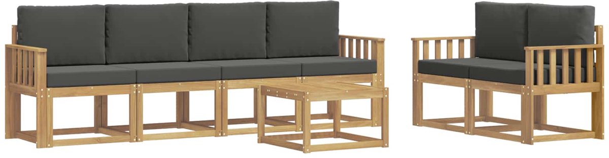 vidaXL Buiten - bank - set - 7 - st - 6-zits - Wit - en - antracietkleurig Wit en antracietkleurig
