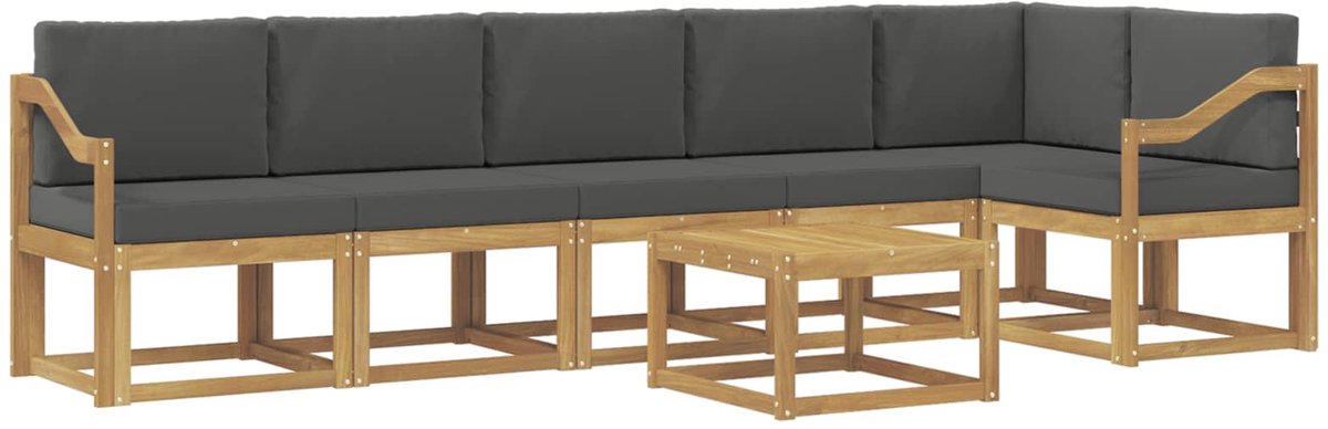 vidaXL Buiten - bank - set - 7 - st - 6-zits - Wit - en - antracietkleurig - Polyester Wit en antracietkleurig