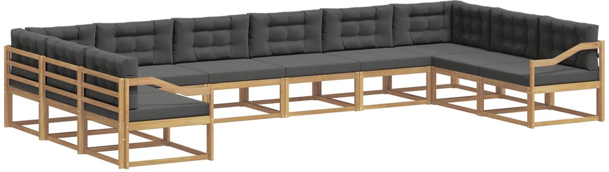 vidaXL Buiten - bank - set - 10 - st - 10-zits - Wit - en - antracietkleurig Wit en antracietkleurig
