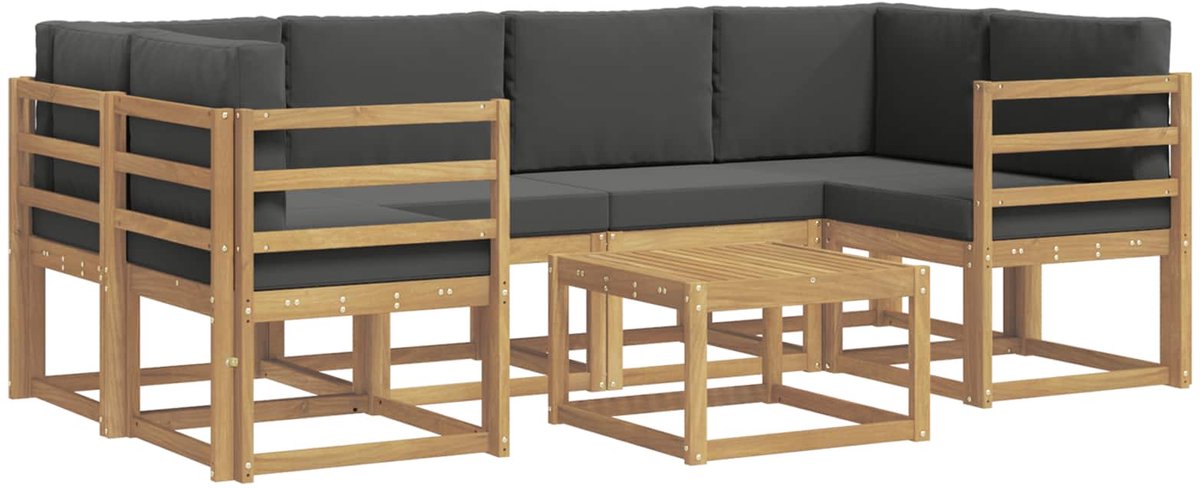 vidaXL Buiten - bank - set - 7 - st - 6-zits - Wit - en - antracietkleurig Wit en antracietkleurig