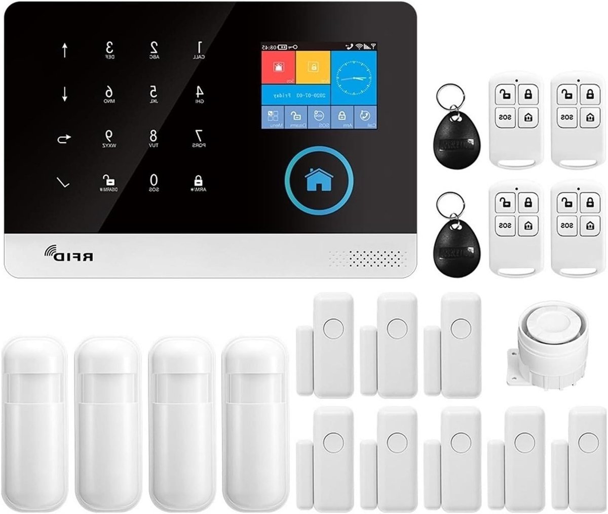 Wifi Alarm Systeem - Beveiligingssysteem Huis - Woning Beveiligen - Touchscreen Bediening - 185x125x14.7mm - Wit