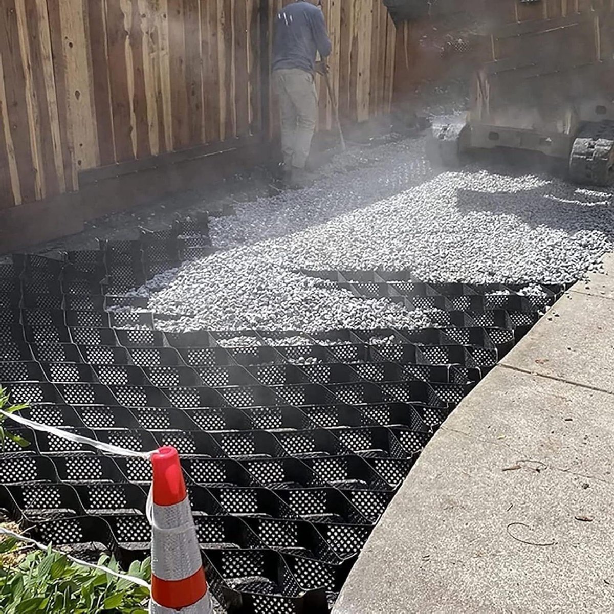 Grind Bestrating Tegels - Grindstabilisatie Raster - Buitenpaden Aanleggen - Met Drainage Gaten - 40x40 cm - Zwart