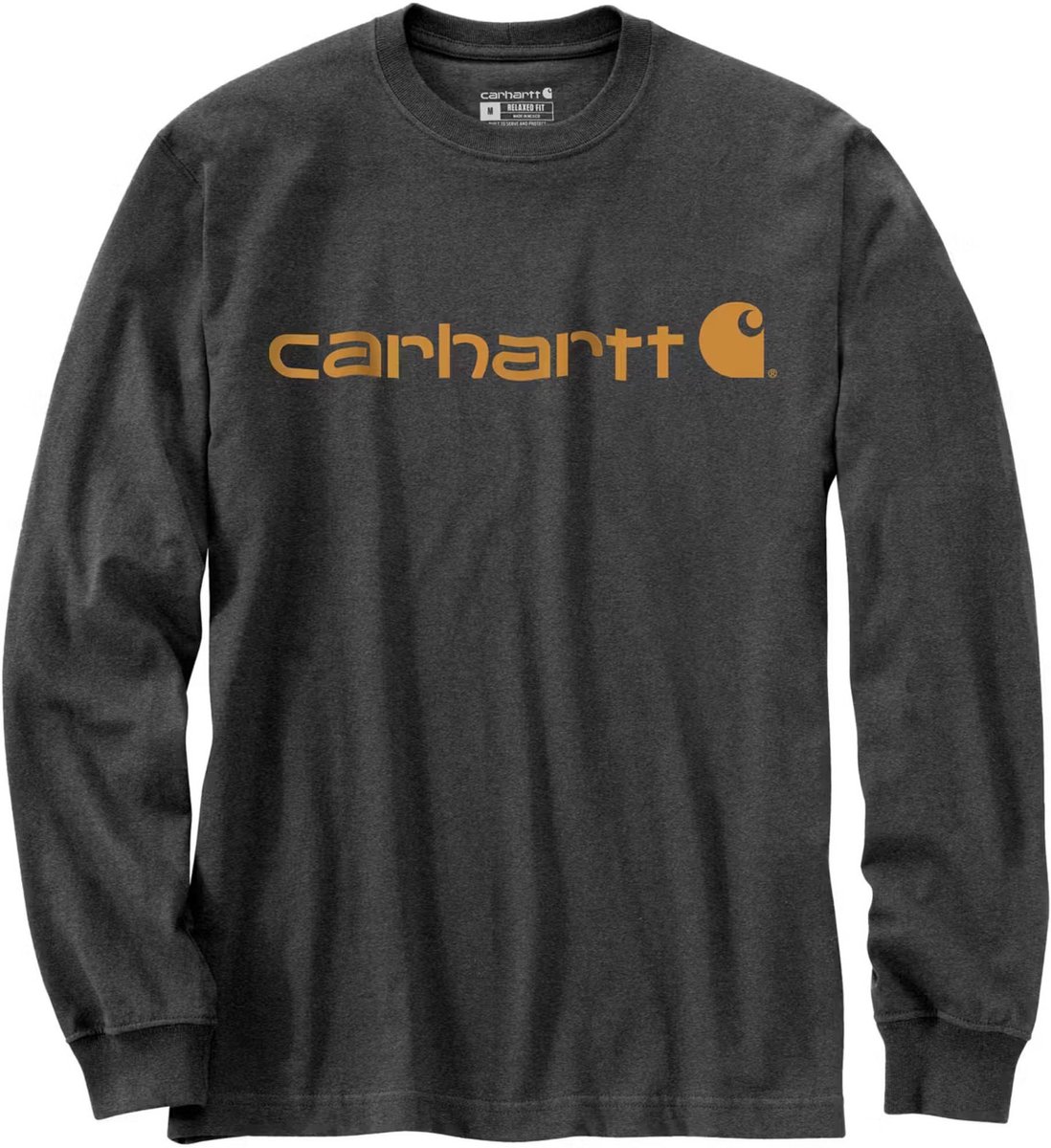 Carhartt Dearborn Relaxed LS Logo T-Shirt 104107 Carbon Heather/Carhartt -L Goud