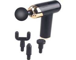 Massage Gun – Spiermassage Apparaat – 6 Snelheden – 4 Massagekoppen – Oplaadbaar via USB-C – Zwart/Goud massage gun tegen spierpijn massage gun voor spierontspanning