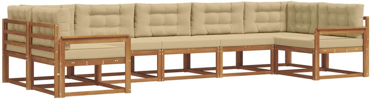 vidaXL Buiten - bank - set - 7 - st - 7-zits - Natuurlijk - en - Beige Natuurlijk en Beige