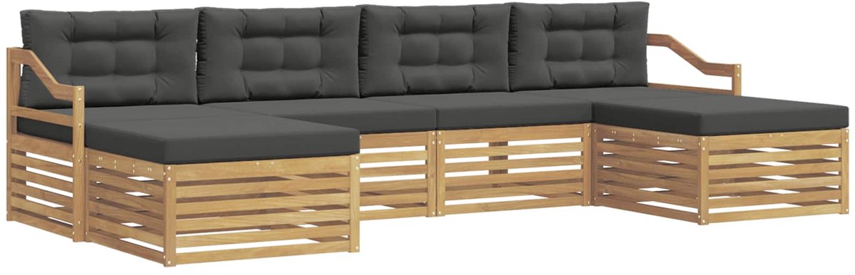 vidaXL Buiten - bank - set - 6 - st - 4-zits - Wit - en - antracietkleurig Wit en antracietkleurig