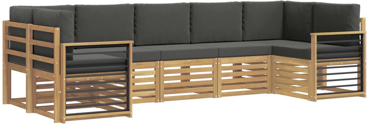 vidaXL Buiten - bank - set - 7 - st - 7-zits - Wit - en - antracietkleurig - Polyester Wit en antracietkleurig