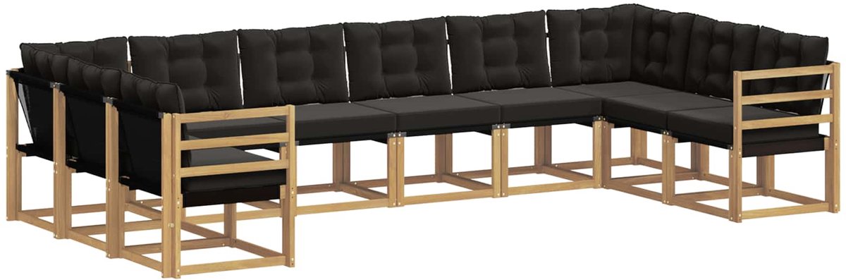 vidaXL Buiten - bank - set - 10 - st - 10-zits - Wit - en - zwart Wit en zwart