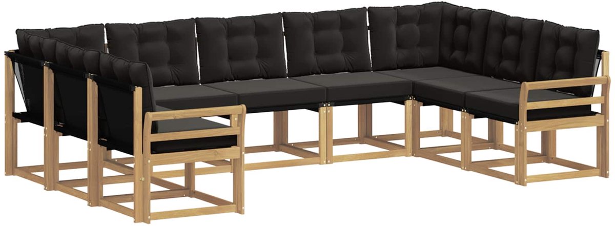 vidaXL Buiten - bank - set - 9 - st - 9-zits - Wit - en - zwart Wit en zwart