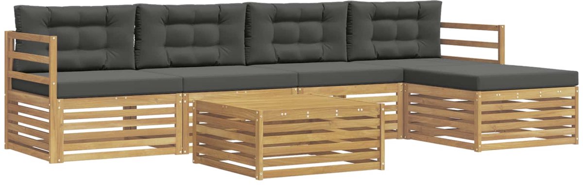 vidaXL Buiten - bank - set - 6 - st - 5-zits - Wit - en - antracietkleurig - Polyester Wit en antracietkleurig
