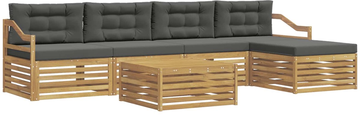 vidaXL Buiten - bank - set - 6 - st - 5-zits - Wit - en - antracietkleurig - Polyester Wit en antracietkleurig