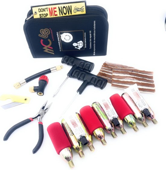Band Reparatie Set - Tubeless Kit - Onderweg Repareren - Inclusief CO2 Bussen - 21 cm Lengte - Zwart — afbeelding 2