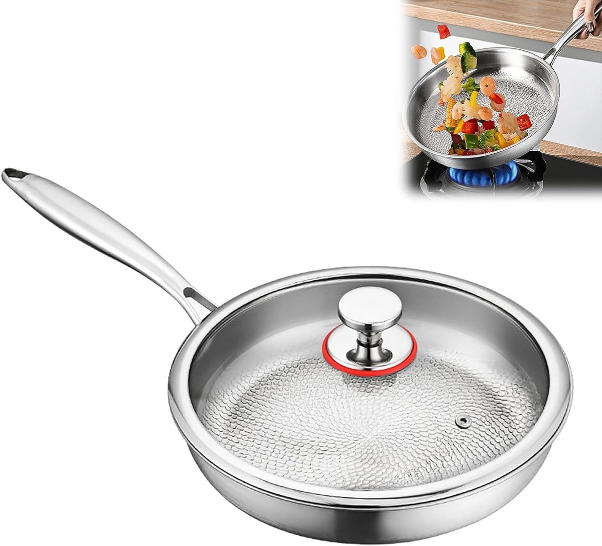 Ongecoate Koekenpan Titanium Pan Dagelijks Koken Natuurlijk Antiaanbak 24 cm Zilver