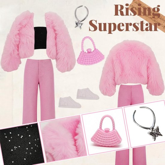 Poppenkleding Set - Accessoires voor poppen - Mode avonturen - Handgemaakt met katoen - 20 stuks - Multicolor — afbeelding 4