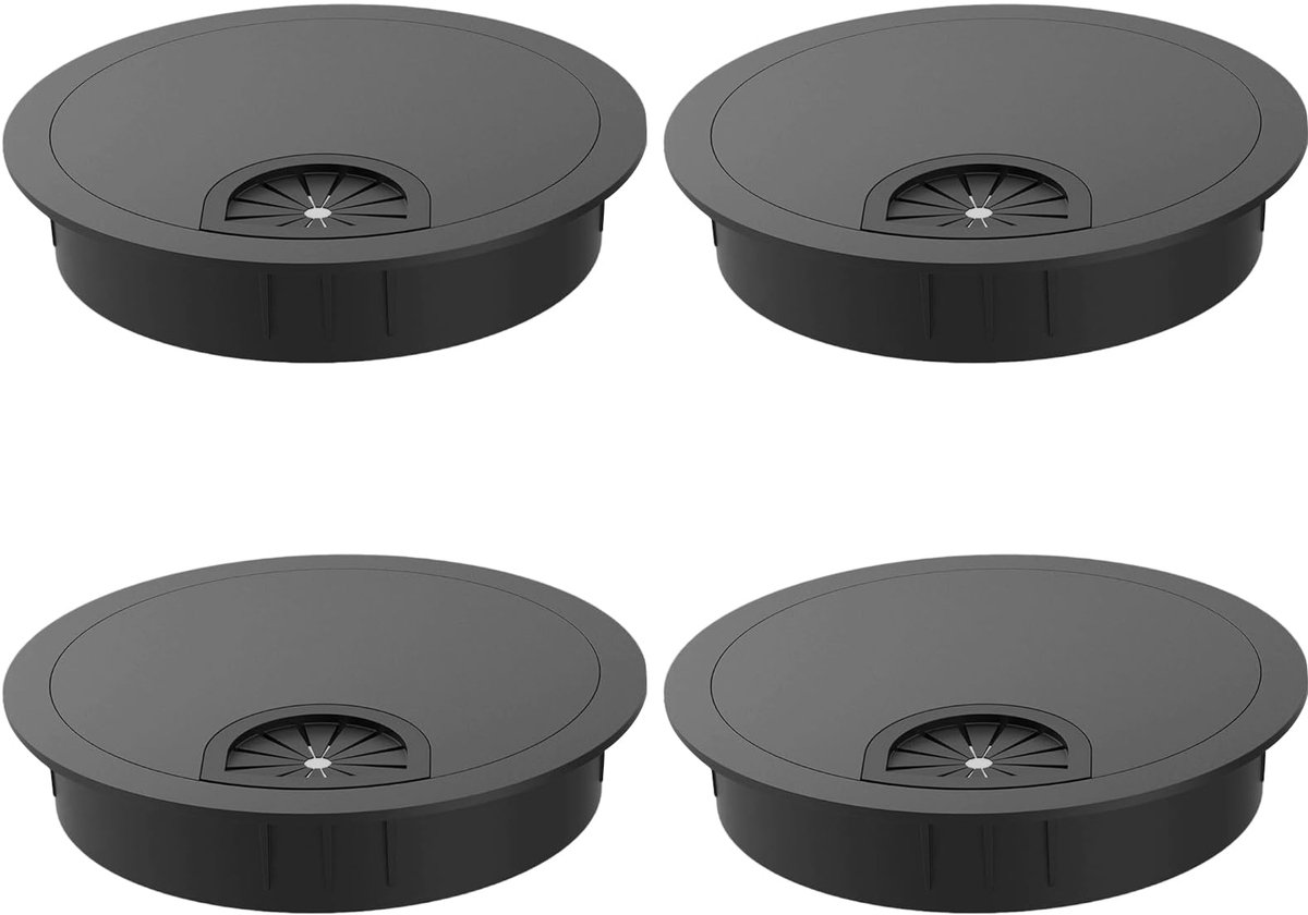 carmdering - Kabeldoorvoer - Kabelmanagement Systeem - Bureau Accessoire - Flexibel Kabelkanaal - Snelle Installatie - Zink Legering - Matzwarte Afwerking - Professionele Organisatie - 4 Stuks