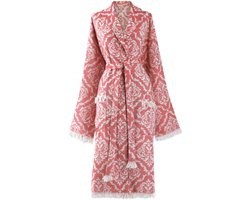 Trimita - Badjas Dames Katoen - 100% Turks Katoen - Fair Trade Badjassen - Heerlijk Zacht, Licht en Handgemaakt - Perfect voor Thuis, Sauna of Spa - Maat S/M - Rood