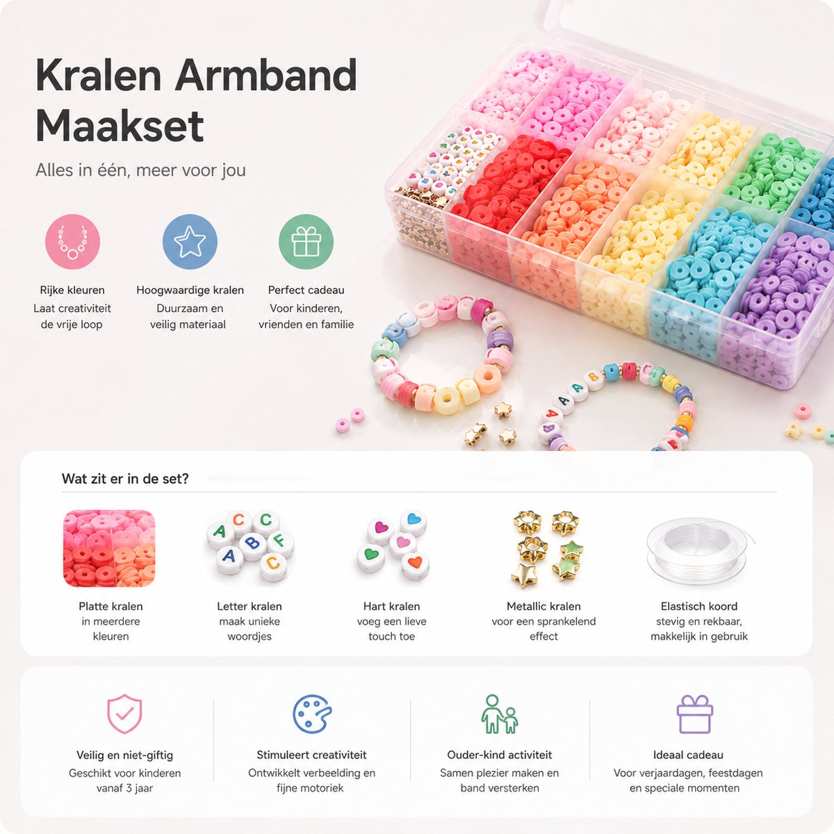 BOTC Sieraden Set - knutselen meisjes - armbandjes maken meisjes - 20 kleuren - 3300-Delig - Sprankelende Sieraden Maken Pakket - Kralen Set — afbeelding 9