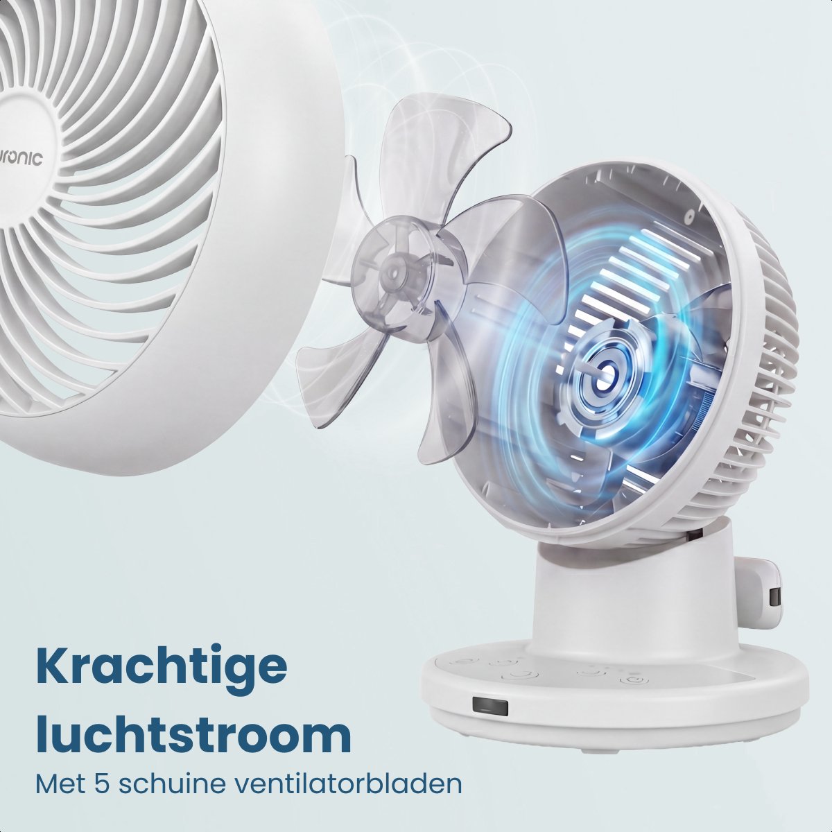 Auronic Tafelventilator - Mini Ventilator - Met Afstandsbediening en Timer - Automatische Oscillatie 85° - 9 Meter Luchtstroom - Wit — afbeelding 9