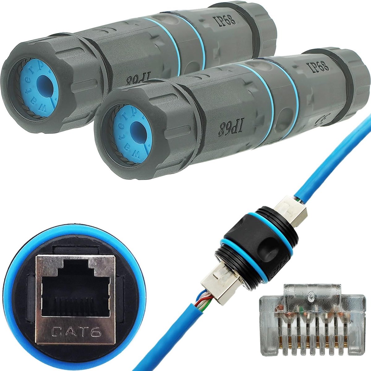 ONF3 - Waterdichte RJ45-koppeling - Ethernet-kabelconnector - IP68 waterdicht voor buiten - CAT6 netwerkverlenger - Vrouwelijk naar vrouwelijk -...