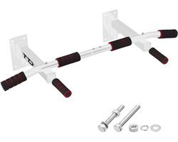 TTD® Premium Pull Up Bar - Pull Up Station - Optrekstang Wandmontage - Dip Station - Dip Bars - Thuis Sporten - Thuis Fitness - Premium materialen - Extra stevige montage onderdelen - Home workout - Wit/Rood