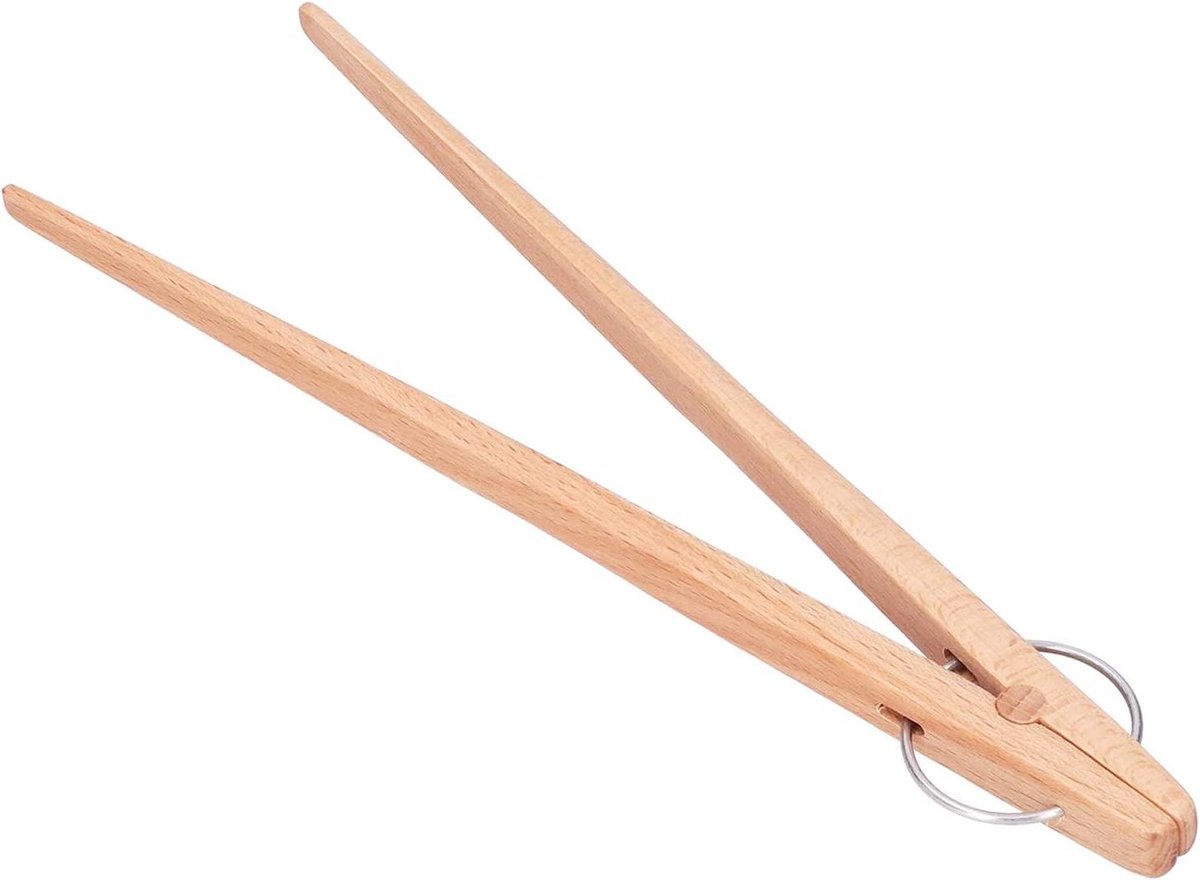 Houten Broodtang - Keuken Tang - Efficiënt Koken - Ergonomisch Ontwerp - 25 cm - Houtkleur