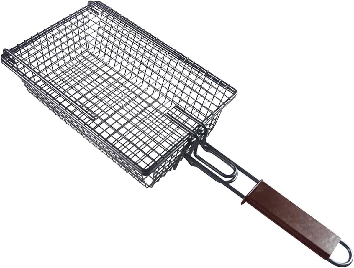 Groentegrillmand - Grillmand Vismand - Buiten Grillen - Antiaanbaklaag - 44 cm - Zilver