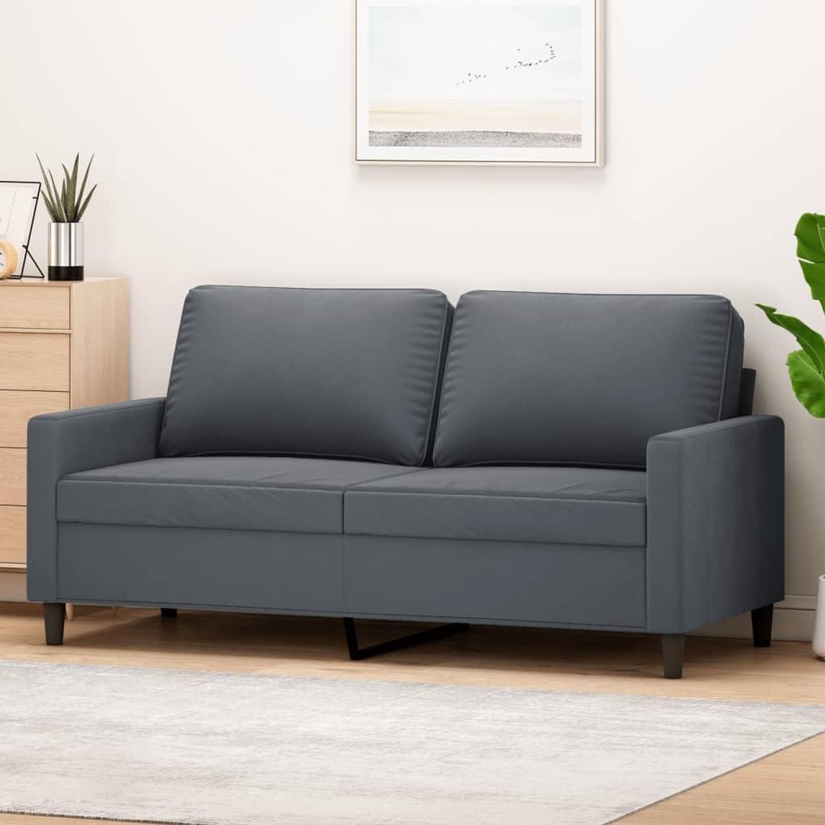 2-zitsbank - Bankstel Loungebank - Ontspannen Zitten - Zacht Fluweel - 140 cm - Donkergrijs