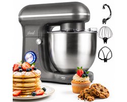 Vivid Green 1500W Keukenrobot - 5L Mengkom - 10 Snelheden - Keukenmixer - Keukenmachine - Grijs
