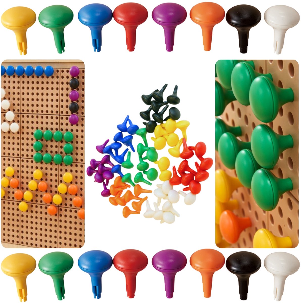 Masterkidz Kleurrijke Jumbo-pinnen voor stuurpenbord 64 stuks - 8 kleuren