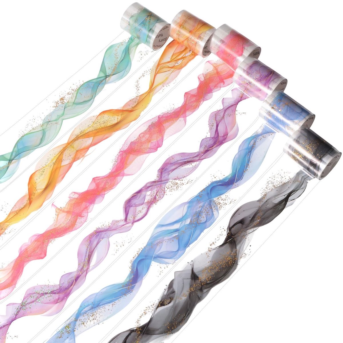 SPHProducts - Decoratieve Tape - Gouden Motief - Transparant - Scrapbooking - Creatieve Projecten - Plakband - 6 Rollen - 6 Rollen