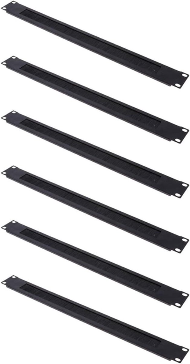 Blindplaat Rackmontage - Netwerkborstelpaneel Leeg - Kabelbeheer Serverkast - 19 Inch Standaard - 6 Stuks 1U - Zwart