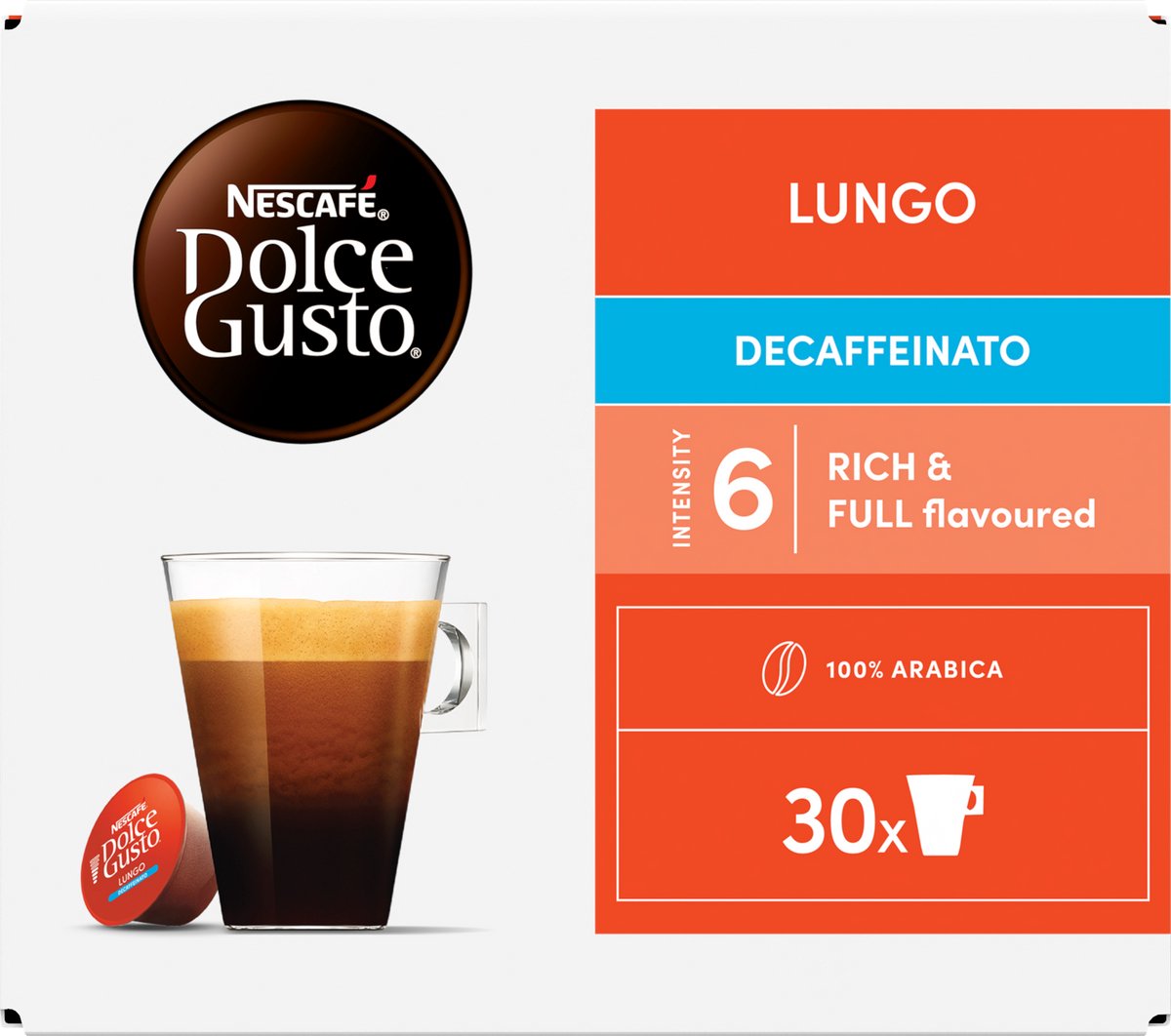 Nescafé Dolce Gusto capsules Lungo Decaffeinato - 90 koffiecups voor 90 koppen koffie thumbnail 2