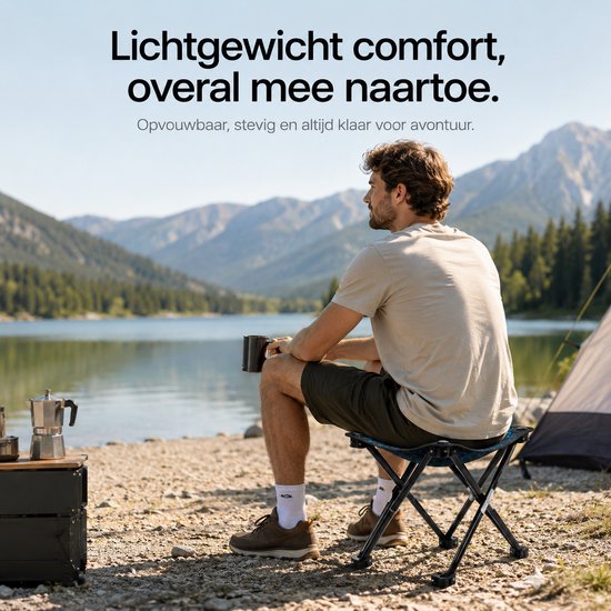 BOTC Opvouwbare Kampeerkruk - Mini Opvouwbare Kruk - 29x29x 29cm - voor Volwassenen, vissen, wandelen, tuinieren en strand met draagtas - Blauw van Merkloos — afbeelding 5