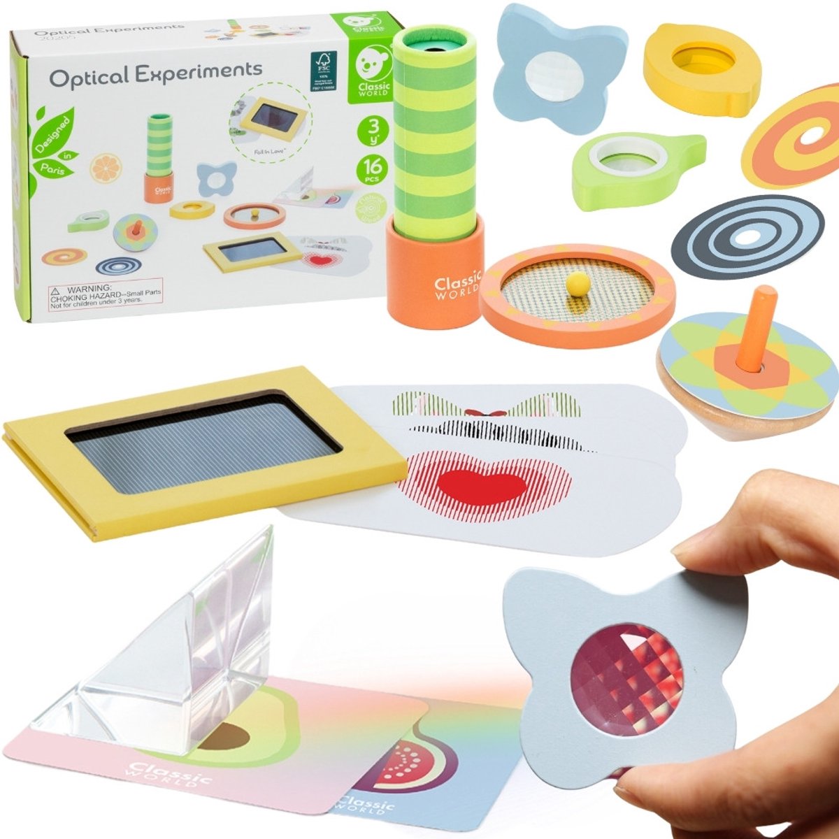 Classic World Optische Experimenten Houten Speelset, 16dlg.