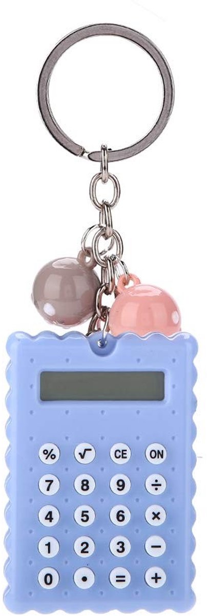 Schattige Mini Calculator met Sleutelhanger - Draagbare Paarse Zakcalculator