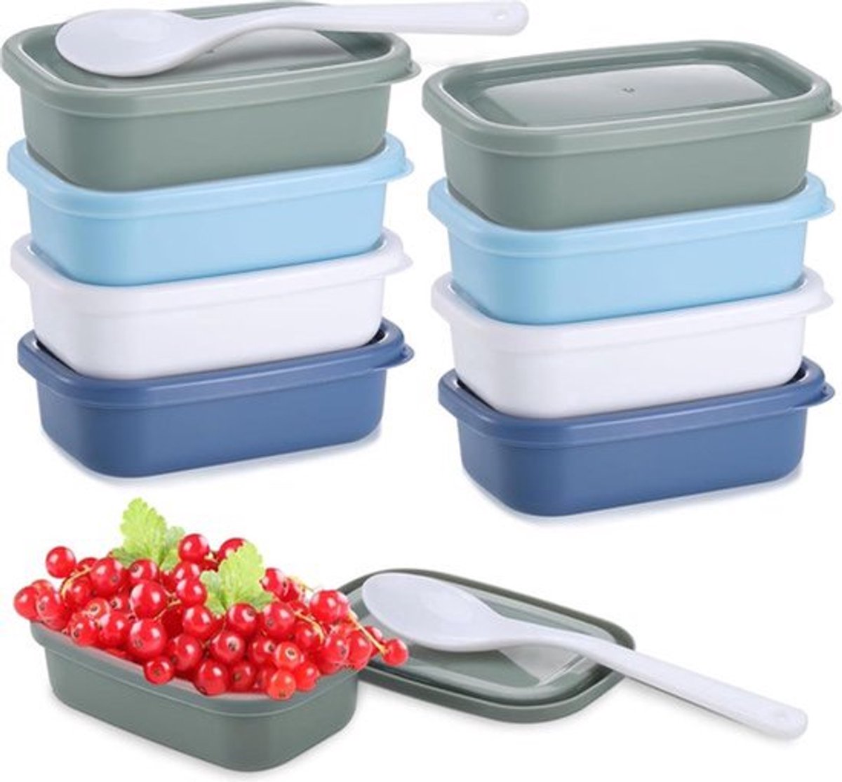 Fentar 9-delige kleine bakjes met deksel van kunststof, 110 ml kleine diepvriesbakjes, lekvrije voedselbewaarbakjes, kleine plastic lunchbox met deksel, herbruikbare Tupperware bakjes om in te vriezen in de magnetron