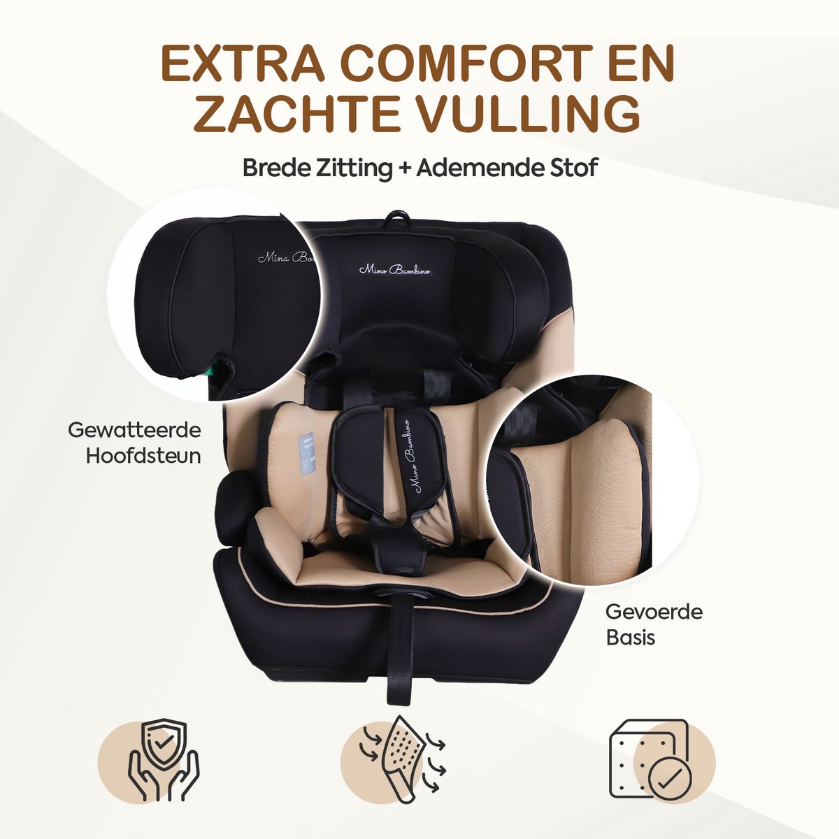 Mino Bambino i-Size Autostoel - Isofix - Taupe thumbnail 5