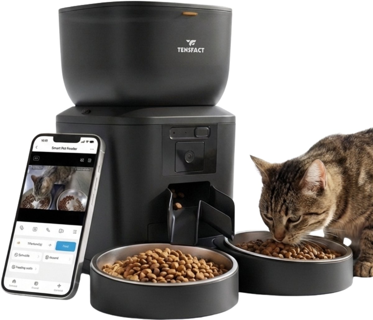 Tensfact Automatische Voerbak Pro Duo 4L Zwart met Camera - Tensfact - €84,95