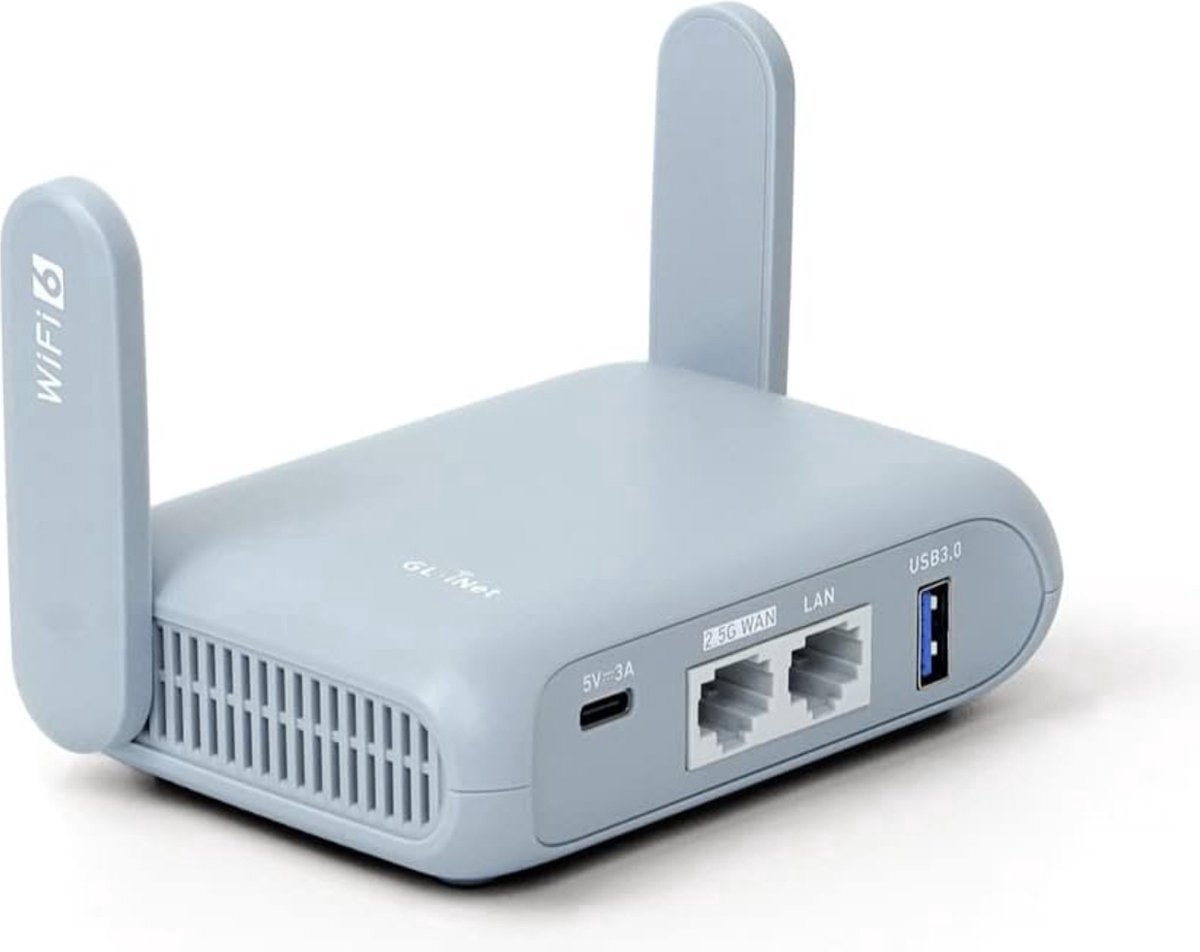 Emvae WiFi 6 Router - WiFi versterker - Reisrouter - AX3000 VPN Router - Dual Band - Snelheid tot 3000 Mbit/s - Cascade VPN/IPV6/WPA3 - 2.5G WAN-Poort