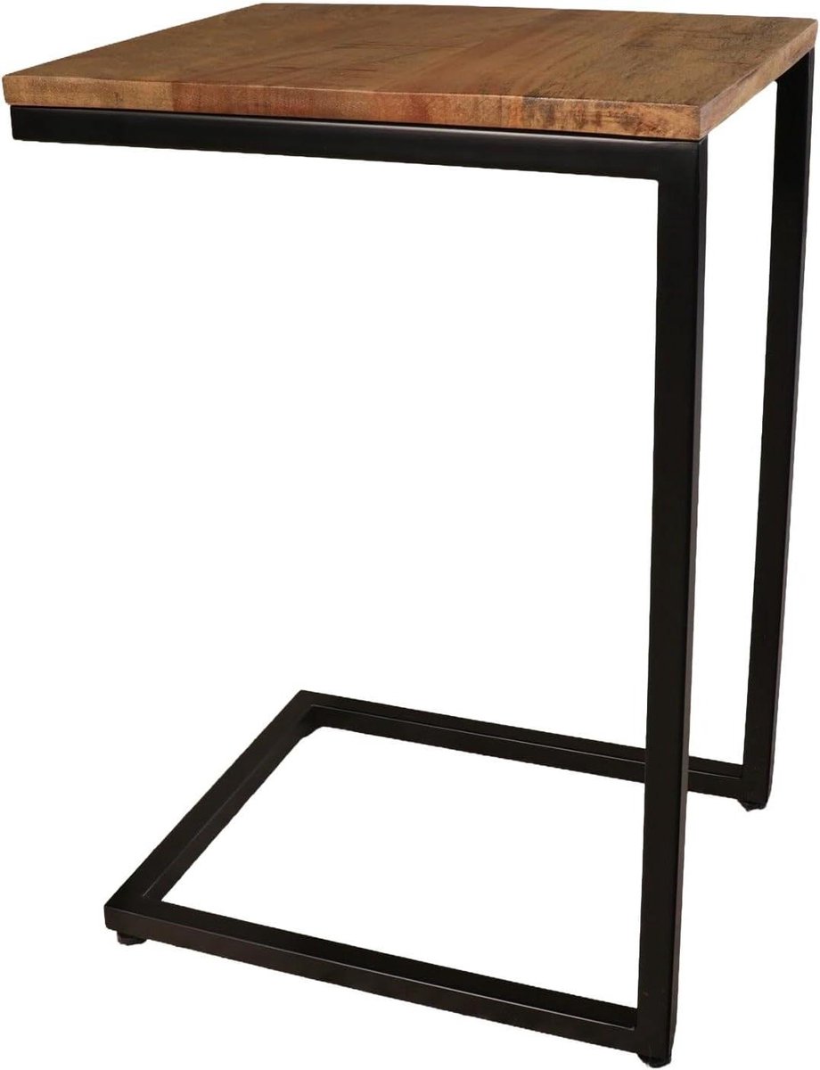 Bijzettafel Jerry - Laptoptafel Mangohout - Bank Bijschuiven - Duurzaam Mangohout - 55cm - Lichtbruin
