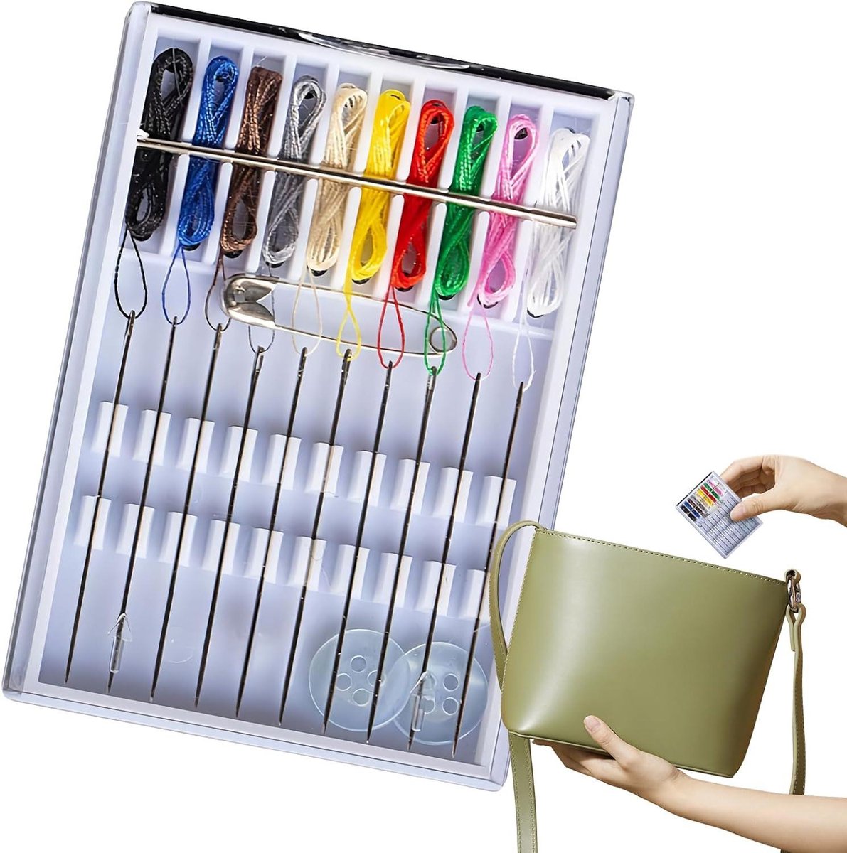 Naaiset Draad Kit - Reparatie Set - Snelle Correcties - 10 Kleuren Draad - Compact Formaat